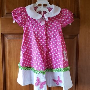 Bonnie Jean pink polka dot w butterflies dress